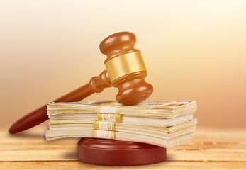 Justice scale gavel currency legal system auction gavel bribing law