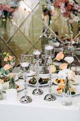 Decorated meadow for wedding ceremony.