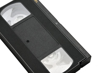 Videotapes for home use on a white background.Videocassette