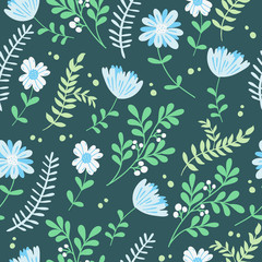 Floral seamless pattern. Floral art print. Floral design for wrapping paper, fabrics, covers and cards. Hand drawn illustration.