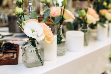 Decorated meadow for wedding ceremony.