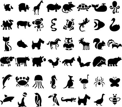 Animal stencil pictogram art set