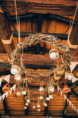 Decorated meadow for wedding ceremony.