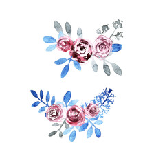 Watercolor bouquet set
