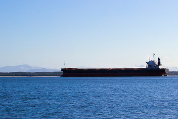 Petroleum tanker on the ocean. Honey Island, Brazil.