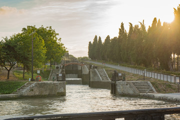 Fonserannes Locks, are a flight of staircase locks on the Canal du Midi near Béziers, Languedoc Roussillon, France.