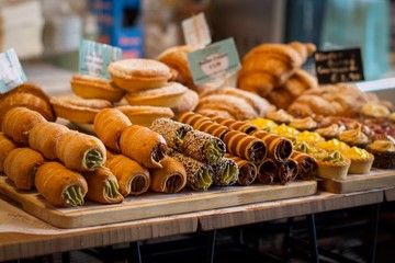 Delicious Italian Cannoli and Pastries on Display