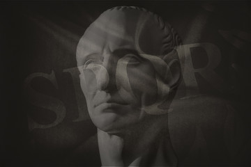 Teaching photography on the example of a plaster bust. Caesar.