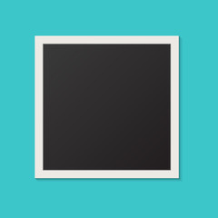 Square isolated realistic photo frame. Black and white photo template. Vector illustration. 