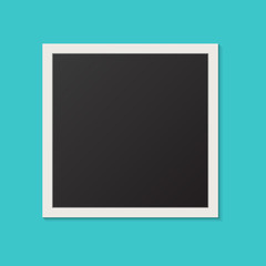 Square isolated realistic photo frame. Black and white photo template. Vector illustration. 