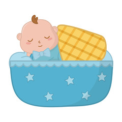 baby sleeping in a cradle vector illustration