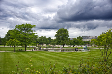 Jardin des Tuileries, Tuileries Garden at end of day, Paris France