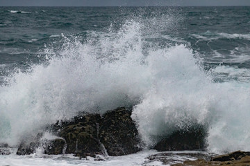 waves crashing on the beach