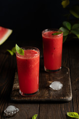 watermelon lemonade with mint and ice