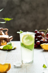 fresh lemonade with mint and ice