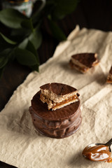 argentinian alfajor with dulce de leche