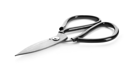 Pair of craft scissors on white background
