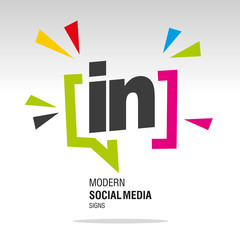 Social media modern colorful In sign icon sticker