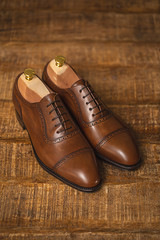 pair of brown shoes
