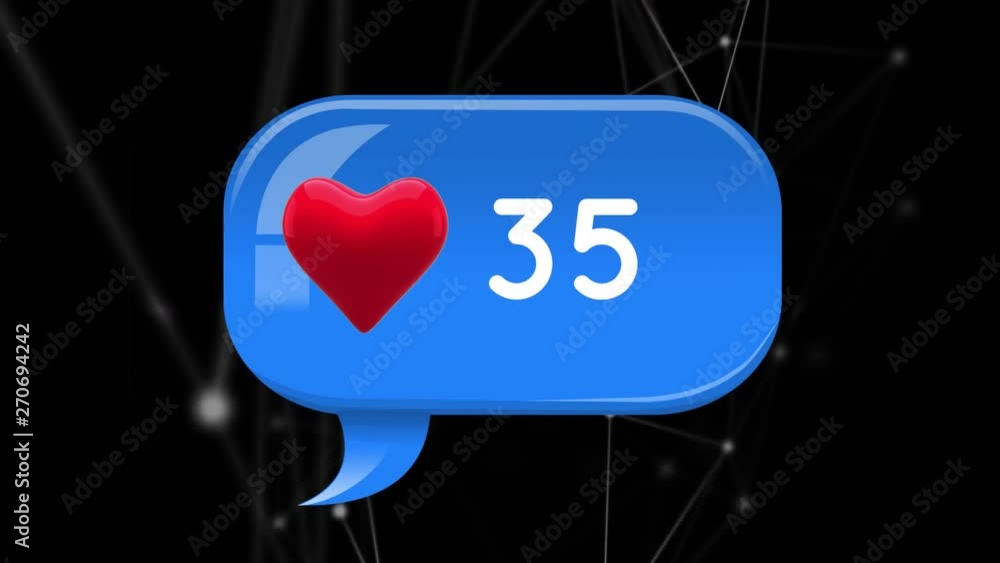 Poster message bubble icon with heart and numbers