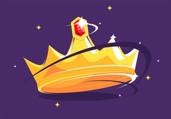 Vector illustration of a gold crown in motion with a gem