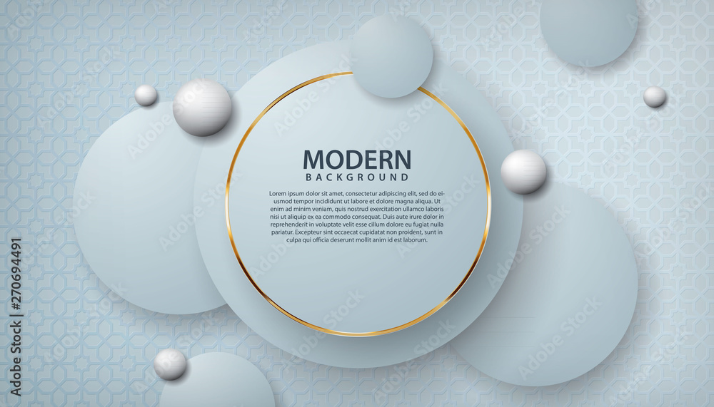 Poster white abstract background with overlap layers. gray texture with golden line effect decoration. real