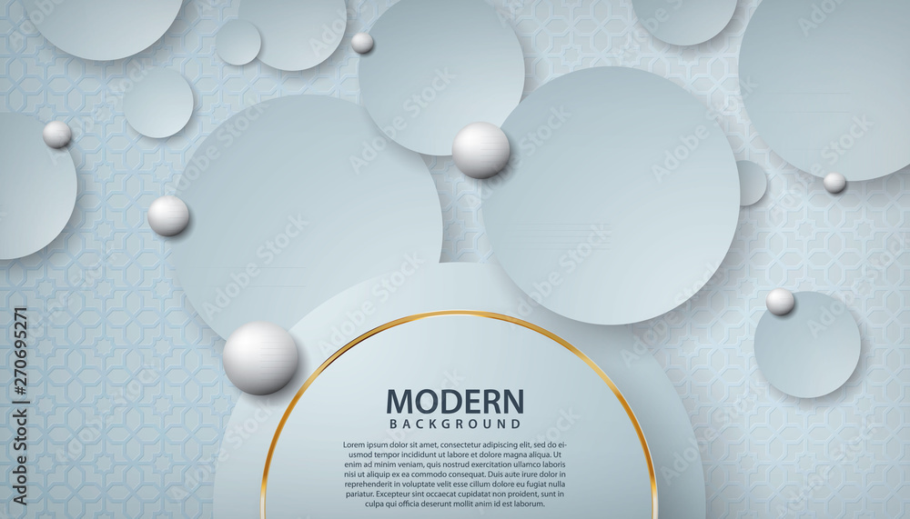 Poster white abstract background with overlap layers. gray texture with golden line effect decoration. real