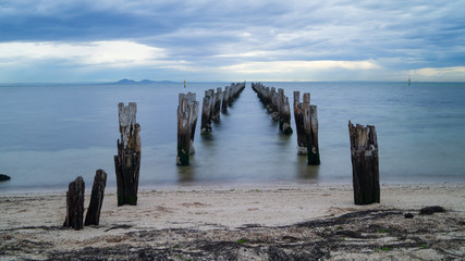 Photo of Abandoned Pier with Cloudy Skies - Victoria - Australia