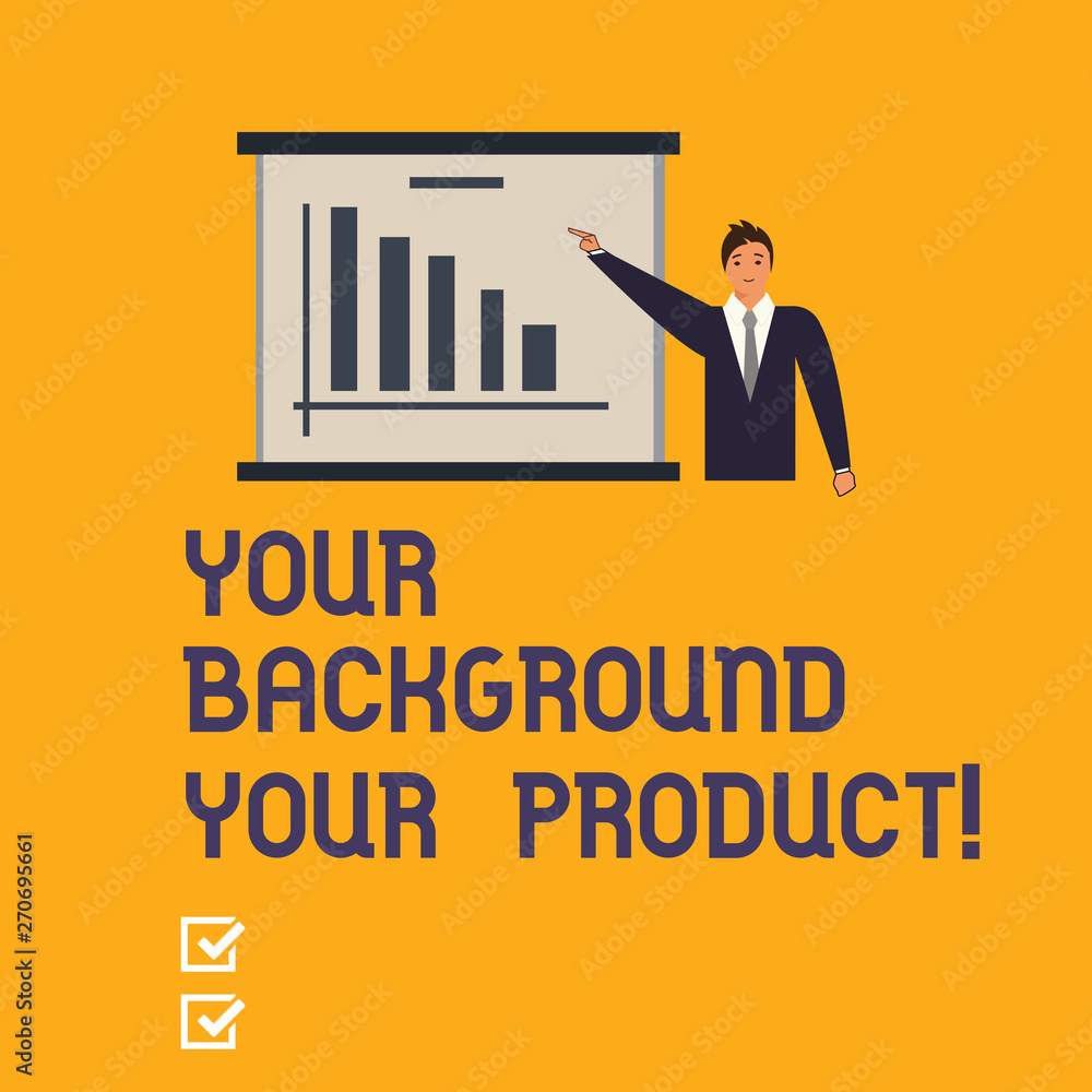 Poster writing note showing your background your product. business photo showcasing things you have done an
