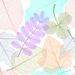 Obraz premium Seamless pattern with colored leaves. Vector, EPS 10.