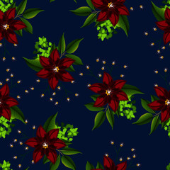 beautiful flower with leaf seamless pattern