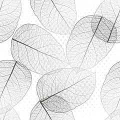 Fotobehang Bladnerven Naadloos patroon met bladeren. Vector, EPS-10.