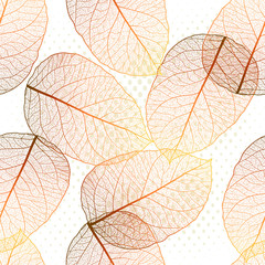 Nahtloses Muster mit farbigen Blättern. Vektor, EPS 10.