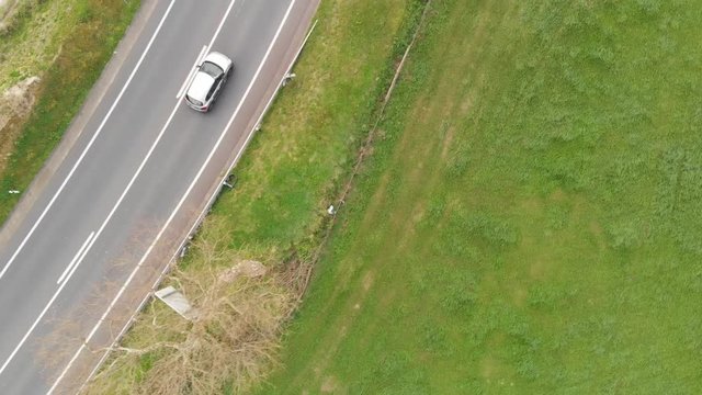 aerial drone Azores Portugal car on the road