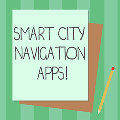 Conceptual hand writing showing Smart City Navigation Apps. Business photo text Connected technological advanced modern cities Stack of Different Pastel Color Construct Bond Paper Pencil