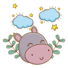 cute animal face dreaming cartoon