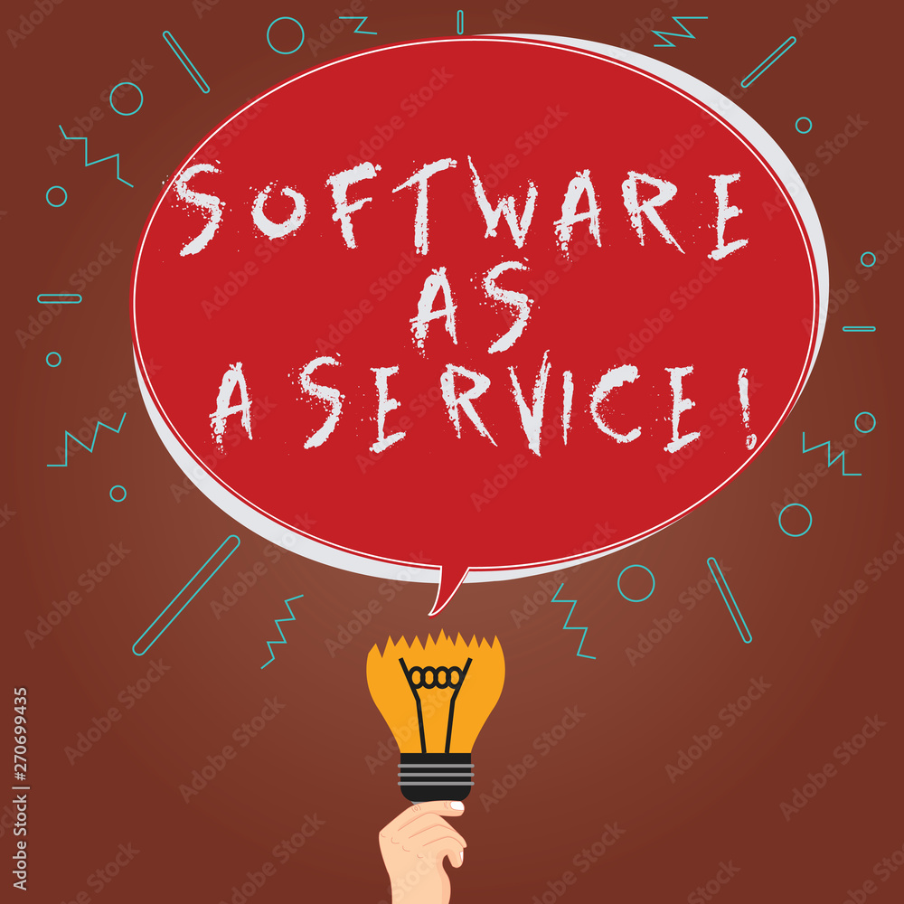 Poster conceptual hand writing showing software as a service. business photo showcasing mobile apps and tec