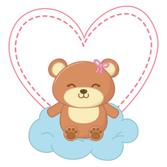 toy bear sitting on a cloud vector illustration