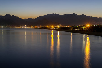 Antalya night view and Mediterranean