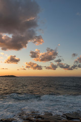 Sunset Seascape of the rocks at the coastline of Chernomorets, Burgas region, Bulgaria