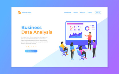Obraz na płótnie Canvas web page design templates for data analysis, digital marketing, teamwork, business strategy and analysis. Modern vector illustration concepts for website and mobile website development.