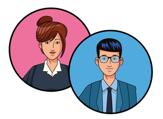 business couple avatar profile picture in round icons