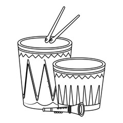 musical instruments party cartoons in black and white