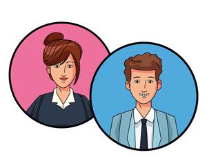 business couple avatar profile picture in round icons