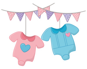baby clothes and pendants vector illustration