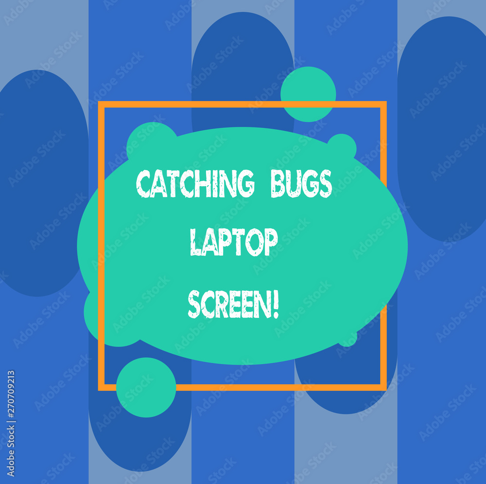 Poster writing note showing catching bugs laptop screen. business photo showcasing computer system protecti