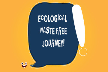 Conceptual hand writing showing Ecological Waste Free Journey. Business photo text Environment protection recycling reusing Blank Color Speech Bubble Outlined with Exclamation Point