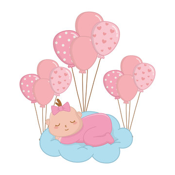 baby sleeping over a cloud vector illustration © Stockgiu