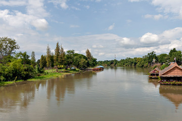 Fototapeta na wymiar View from the bridge over river Kwai in Thailand