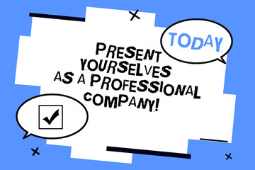 Word writing text Present Yourselves As A Professional Company. Business concept for Formal introduction of yourself Two Blank Oval speech bubble at distance and Tail facing opposite direction